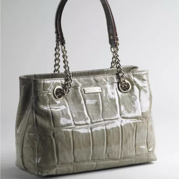 ♠️ Vintage Kate Spade Knightsbridge Maryanne Croc Patent Leather tote | Green - Picture 2 of 10